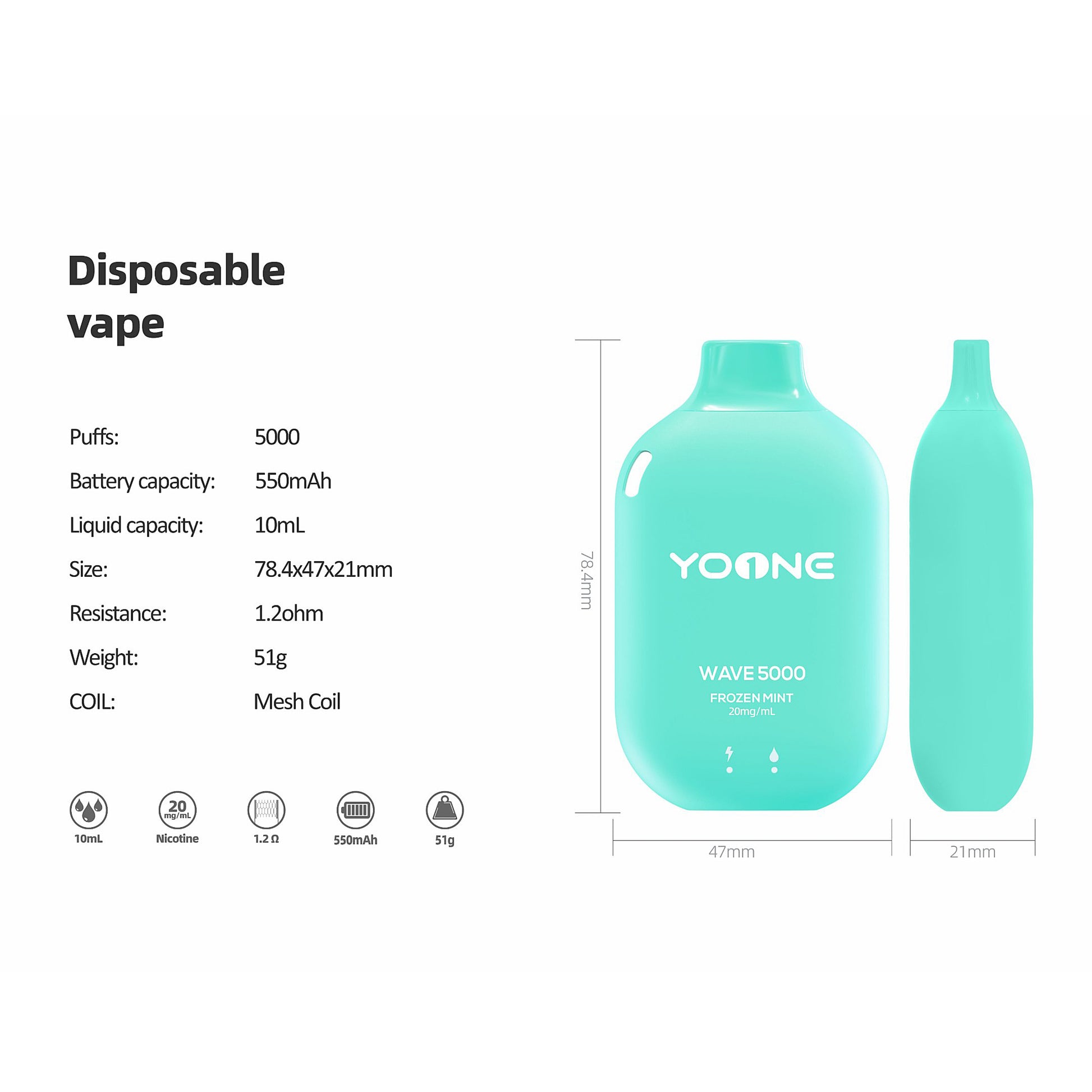 YOONE WAVE 5000 Frozen Mint