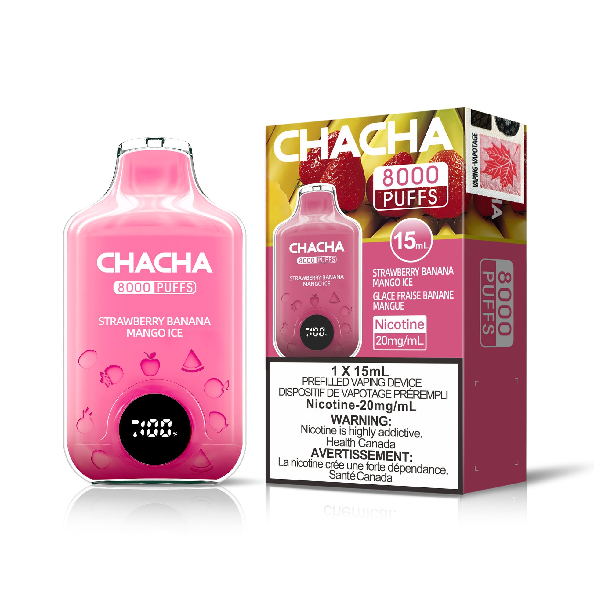 CHACHA 8000 STRAWBERRY BANANA MANGO ICE
