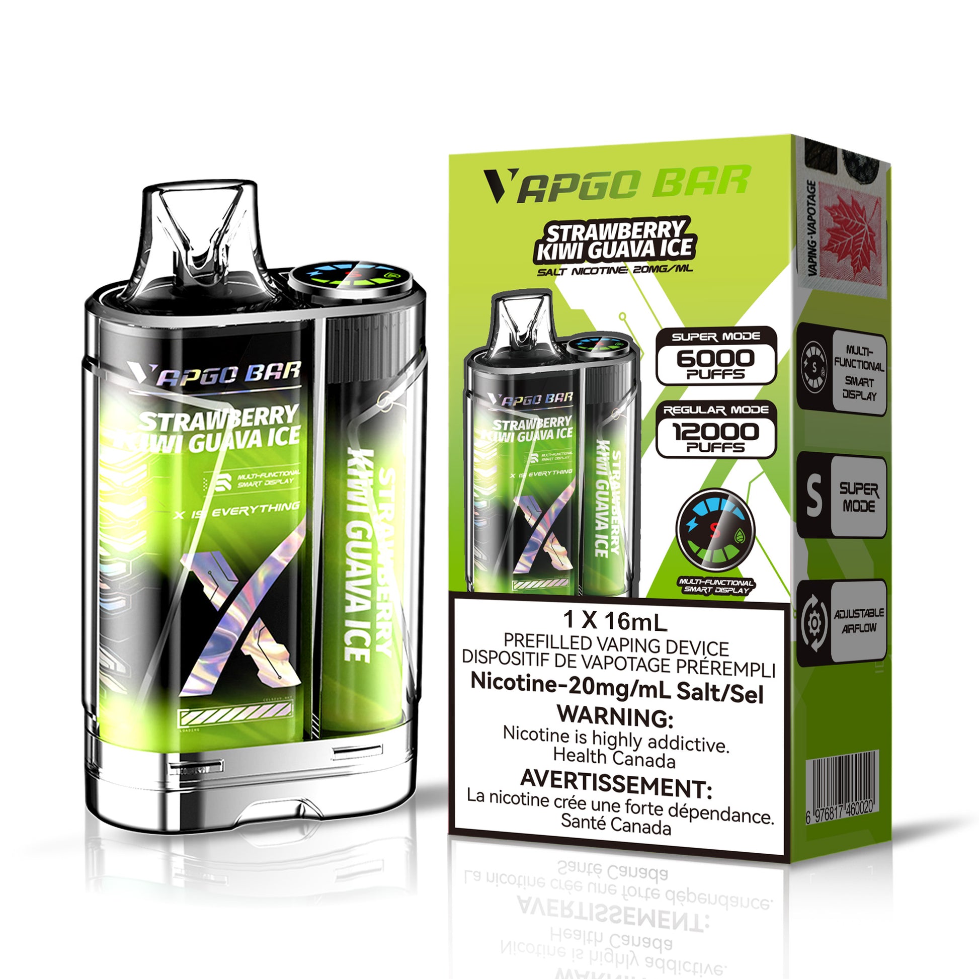 VAPGO BAR STRAWBERRY KIWI GUAVA ICE