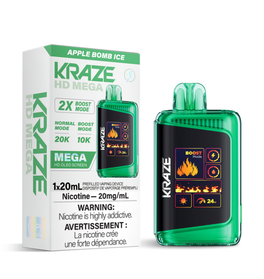KRAZE HD MEGA 20K RECHARGEABLE DISPOSABLE VAPE 20ML(10pc/Carton)