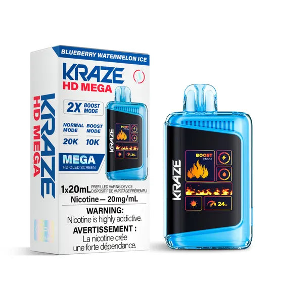 KRAZE HD MEGA 20K RECHARGEABLE DISPOSABLE VAPE 20ML(10pc/Carton)