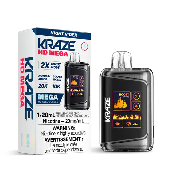 KRAZE HD MEGA 20K RECHARGEABLE DISPOSABLE VAPE 20ML(10pc/Carton)