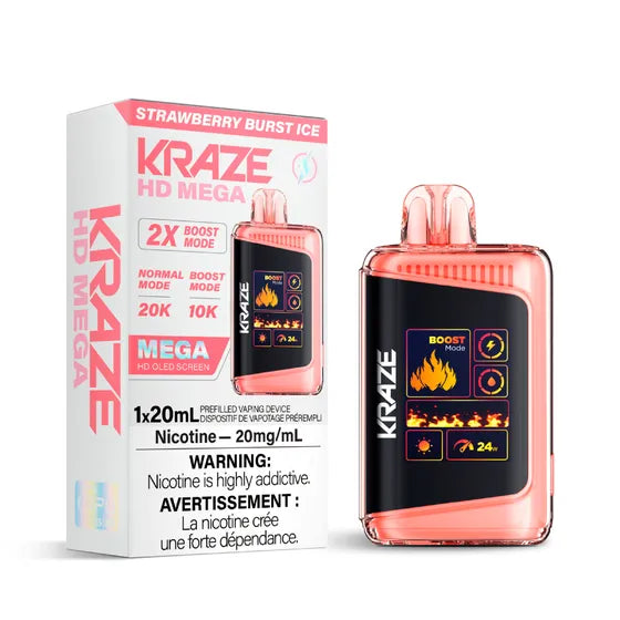 KRAZE HD MEGA 20K RECHARGEABLE DISPOSABLE VAPE 20ML(10pc/Carton)