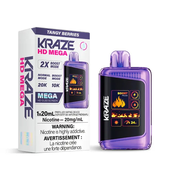 KRAZE HD MEGA 20K RECHARGEABLE DISPOSABLE VAPE 20ML(10pc/Carton)
